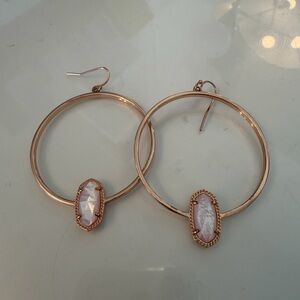Kendra Scott Rose Gold Hoop Earrings with Pink Stone